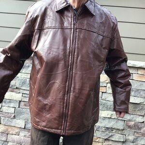 Haband Executive Division leather jacket size 3XL chocolate brown
